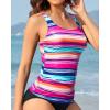 imageYonique Womens Tankini Top Only Tummy Control Bathing Suits Top Modest Swim Tank TopsColorful Striped