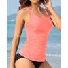 imageYonique Womens Tankini Top Only Tummy Control Bathing Suits Top Modest Swim Tank TopsCoral Pink