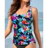 imageYonique Womens Tankini Top Only Tummy Control Bathing Suits Top Modest Swim Tank TopsMulti Floral