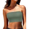 imageBandeau Bikini Tops for Women  Strapless Swim Top Bathing Suit Tube Swimsuit TopsArmy Green
