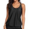 imageYonique Blouson Tankini Tops for Women Swimwear Top Only Modest Tankini Tops Loose Fit Swim Tops No BottomBlackdouble Up
