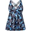 imageYonique Plus Size Tankini Tops for Women No Bottom Flowy Bathing Suit Top V Neck Swim TopBlue Paisley