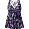 imageYonique Plus Size Tankini Tops for Women No Bottom Flowy Bathing Suit Top V Neck Swim TopPurple Leaves