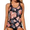 imageYonique Womens Tankini Top Only Athletic Swim Top Modest Tankini Swimsuit No BottomBlack and Flower