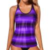 imageYonique Womens Tankini Top Only Athletic Swim Top Modest Tankini Swimsuit No BottomPurple Stripe