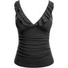 imageYonique Womens Tankini Top Only Tummy Control Bathing Suit Top Ruffle Swimsuit Top V Neck Swim Tank Top No BottomBlack