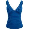 imageYonique Womens Tankini Top Only Tummy Control Bathing Suit Top Ruffle Swimsuit Top V Neck Swim Tank Top No BottomBlue