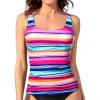imageYonique Womens Tankini Top Only Tummy Control Bathing Suits Top Modest Swim Tank TopsColorful Striped