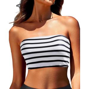 imageBandeau Bikini Tops for Women  Strapless Swim Top Bathing Suit Tube Swimsuit TopsStriped