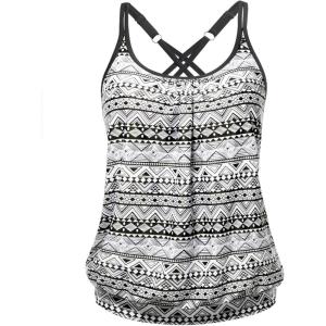 imageYonique Blouson Tankini Tops for Women Swimwear Top Only Modest Tankini Tops Loose Fit Swim Tops No BottomBlack Tribal