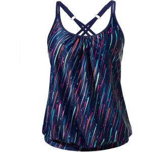 imageYonique Blouson Tankini Tops for Women Swimwear Top Only Modest Tankini Tops Loose Fit Swim Tops No BottomBlue Stripe