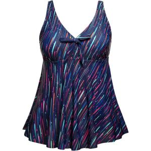 imageYonique Plus Size Tankini Tops for Women Only Flowy Bathing Suits Tops Long Swim Tops Modest Swimsuit TopBlue Stripe