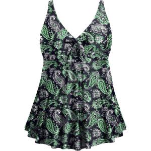 imageYonique Plus Size Tankini Tops for Women Only Flowy Bathing Suits Tops Long Swim Tops Modest Swimsuit TopGreen Paisley