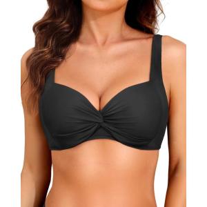 imageYonique Women Underwire Bikini Top  Push Up Bathing Suit Top Padded Bra Swimsuit TopBlack