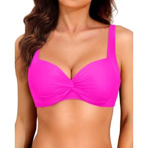 imageYonique Women Underwire Bikini Top  Push Up Bathing Suit Top Padded Bra Swimsuit TopHot Pink