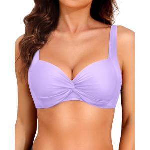 imageYonique Women Underwire Bikini Top  Push Up Bathing Suit Top Padded Bra Swimsuit TopLavender