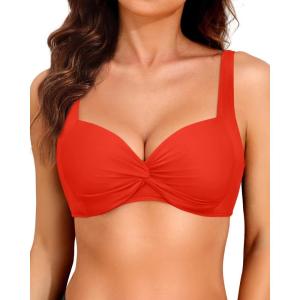 imageYonique Women Underwire Bikini Top  Push Up Bathing Suit Top Padded Bra Swimsuit TopRed