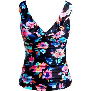 imageYonique Womens Tankini Top Only Tummy Control Bathing Suit Top Ruffle Swimsuit Top V Neck Swim Tank Top No BottomColorful Floral