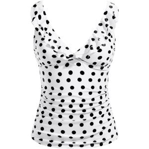 imageYonique Womens Tankini Top Only Tummy Control Bathing Suit Top Ruffle Swimsuit Top V Neck Swim Tank Top No BottomWhite Dot