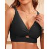 imageWomen Bikini Top Only  Supportive Swimsuit Top Large Bust Bathing Suit Top 2025 Cut Out Twist Swim TopBlack