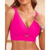 imageWomen Bikini Top Only  Supportive Swimsuit Top Large Bust Bathing Suit Top 2025 Cut Out Twist Swim TopHot Pink