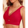 imageWomen Bikini Top Only  Supportive Swimsuit Top Large Bust Bathing Suit Top 2025 Cut Out Twist Swim TopRed