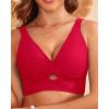imageWomen Bikini Top Only  Supportive Swimsuit Top Large Bust Bathing Suit Top 2025 Cut Out Twist Swim TopRed
