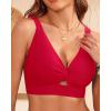 imageWomen Bikini Top Only  Supportive Swimsuit Top Large Bust Bathing Suit Top 2025 Cut Out Twist Swim TopRed