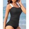 imageYonique Tankini Tops for Women Swimwear Top Only Tummy Control Swim Top Modest Tank Top Bathing Suits No BottomBlack and White