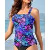 imageYonique Tankini Tops for Women Swimwear Top Only Tummy Control Swim Top Modest Tank Top Bathing Suits No BottomBlue Leaves