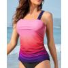 imageYonique Tankini Tops for Women Swimwear Top Only Tummy Control Swim Top Modest Tank Top Bathing Suits No BottomPink Gradient