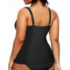 imageYonique Women Plus Size Tankini Top Only Tummy Control Bathing Suit Top V Neck Swim Top No BottomBlack