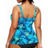 imageYonique Women Plus Size Tankini Top Only Tummy Control Bathing Suit Top V Neck Swim Top No BottomBlue Leaves