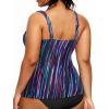 imageYonique Women Plus Size Tankini Top Only Tummy Control Bathing Suit Top V Neck Swim Top No BottomBlue Striped