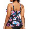 imageYonique Women Plus Size Tankini Top Only Tummy Control Bathing Suit Top V Neck Swim Top No BottomColorful Black Floral