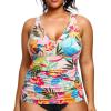 imageYonique Women Plus Size Tankini Top Only Tummy Control Bathing Suit Top V Neck Swim Top No BottomColorful Floral