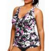 imageYonique Women Plus Size Tankini Top Only Tummy Control Bathing Suit Top V Neck Swim Top No BottomPurple Flowers