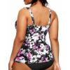 imageYonique Women Plus Size Tankini Top Only Tummy Control Bathing Suit Top V Neck Swim Top No BottomPurple Flowers