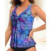 imageYonique Womens Flowy Tankini Tops Only Modest Swim Tops Loose Fit Bathing Suit Tops No BottomBlue Leaves