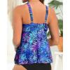 imageYonique Womens Flowy Tankini Tops Only Modest Swim Tops Loose Fit Bathing Suit Tops No BottomBlue Leaves