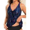 imageYonique Womens Flowy Tankini Tops Only Modest Swim Tops Loose Fit Bathing Suit Tops No BottomBlue Stripe