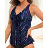 imageYonique Womens Flowy Tankini Tops Only Modest Swim Tops Loose Fit Bathing Suit Tops No BottomBlue Stripe
