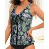 imageYonique Womens Flowy Tankini Tops Only Modest Swim Tops Loose Fit Bathing Suit Tops No BottomGreen Paisley