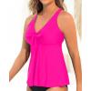 imageYonique Womens Flowy Tankini Tops Only Modest Swim Tops Loose Fit Bathing Suit Tops No BottomHot Pink