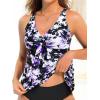 imageYonique Womens Flowy Tankini Tops Only Modest Swim Tops Loose Fit Bathing Suit Tops No BottomPurple Flowers
