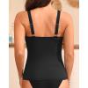 imageYonique Womens Tankini Top Only Button Tummy Control Swim Tank Top Modest Bathing Suit Top No BottomBlack