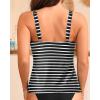 imageYonique Womens Tankini Top Only Button Tummy Control Swim Tank Top Modest Bathing Suit Top No BottomBlack Stripe