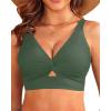 imageWomen Bikini Top Only  Supportive Swimsuit Top Large Bust Bathing Suit Top 2025 Cut Out Twist Swim TopOlive Green