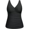 imageYonique Women Plus Size Tankini Top Only Tummy Control Bathing Suit Top V Neck Swim Top No BottomBlack