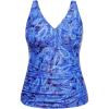 imageYonique Women Plus Size Tankini Top Only Tummy Control Bathing Suit Top V Neck Swim Top No BottomBlue Paisley